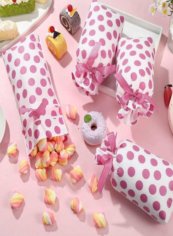 Bulyoou 50 Pcs Polka Dots Bags Bulk Dots Cellophane Treat Bags Candy Goodies Treat Gift Watercolor Dots Plastic Wrapping Package for Birthday Party Snack Food Storage(Pink) - Image 4